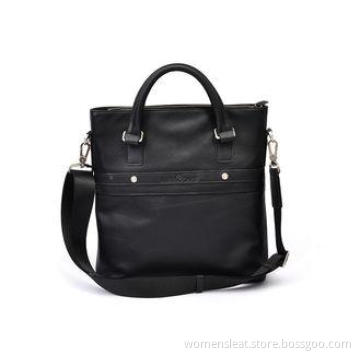 Napa Genuine Mens Leather Bag Tote with Mat Silver Hardware